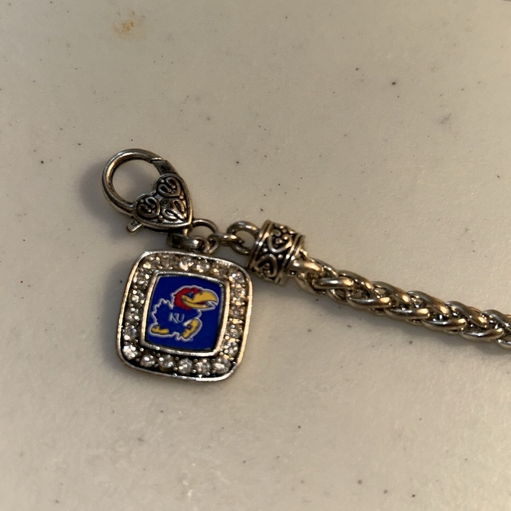 KU Kansas Jayhawks Braided Toggle Fashion Bracelet with Pendant USA Made - Picture 5 of 6